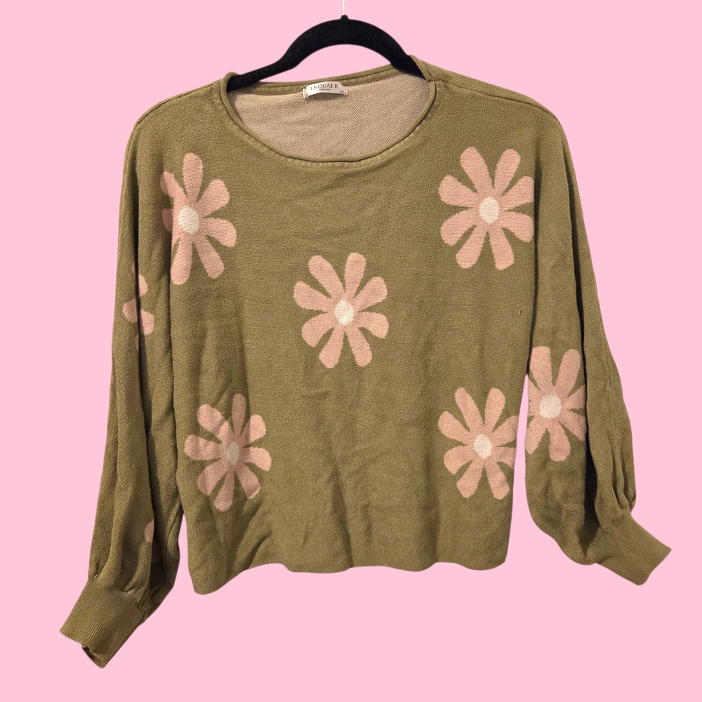 Crop Sweater With Flowy Sleeves
